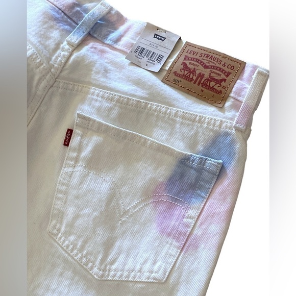NWT LEVIS Strauss 501 Button Fly High Waist Straight Jean 30x 30 White …Hippie - Picture 13 of 16